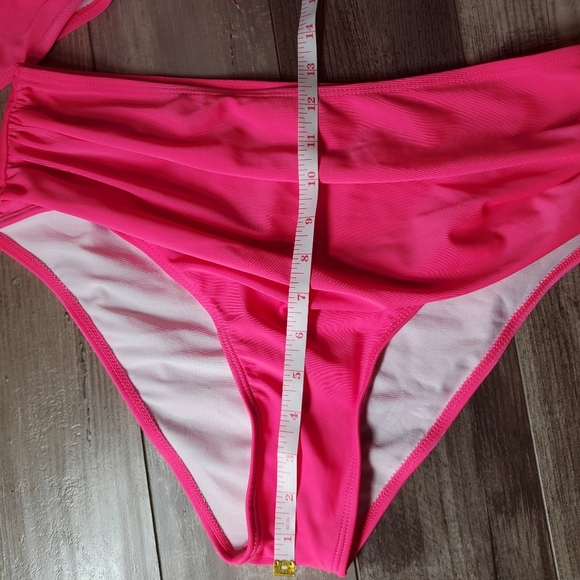 SOLY HUX Women's Plus Size Color Block Swimsuit Ruched High Waist Hot Pink 1XL - Picture 8 of 16